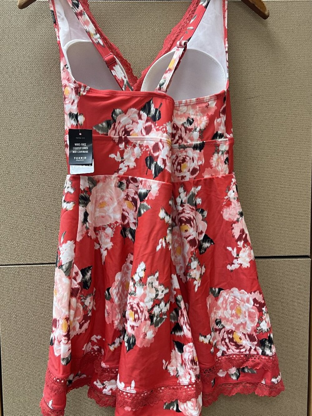 New w/Tags Coral Floral Cross Back Torrid Swim Dress Size 1X - Picture 2 of 6